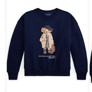 Ralph Lauren Navy Crewneck Sweater with Bear Motif